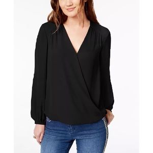 INC International Concepts Surplice Blouse - Black - Small - New With Tags